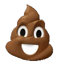 a close up of a poop emoji with a smiling face .