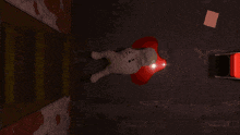 a cartoon character standing on a set of stairs holding a box
