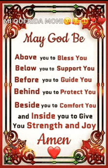 a poster that says may god be above you to bless you below you to support you