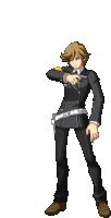 a pixel art drawing of a man in a suit with wings