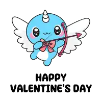 a cupid holding a bow and arrow with the words happy valentine 's day below