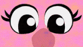 a close up of a pink cartoon character 's eyes