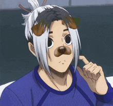 a cartoon character with a dog 's nose on his head