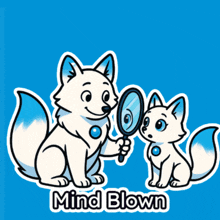 a cartoon of a dog looking at itself in a mirror with the words mind blown below it