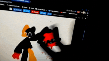 a computer screen shows a drawing of a cat with blood coming out of its mouth and the words tik tok below it