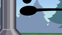 a silhouette of a spoon is against a blue sky