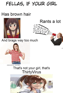 a poster that says fellas if your girl has brown hair