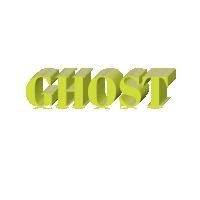 a white background with the word ghost written in green