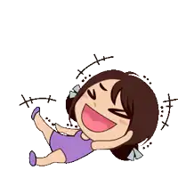 a cartoon girl is laying on the floor with her mouth open