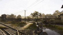 a person is holding a gun in a video game