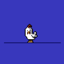 a pixel art of a chicken holding a spoon