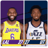Los Angeles Lakers (27) Vs. Utah Jazz (27) First-second Period Break GIF - Nba Basketball Nba 2021 GIFs