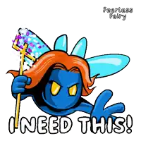 a cartoon of a fairy with the words " i need this "