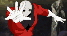 a cartoon character is making a stop sign with his hands