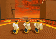 three cartoon characters wearing shirts that say block baron