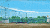 a group of baseball players are standing on a baseball field looking over a fence .