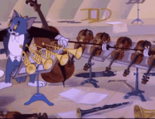 Tom And Jerry Tom Playing All Instruments GIF - Tom And Jerry Tom Playing All Instruments One Man Army GIFs