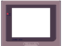 a purple game boy with a white screen