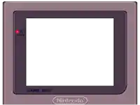 a purple game boy with a white screen