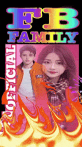a picture of a man and a woman with the words fb family on the top