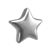 a silver star on a white background with a shiny finish