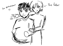 a black and white drawing of a man holding a baby with the words " so nonchalant " below