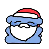 a cartoon drawing of a santa claus with a red hat and beard .