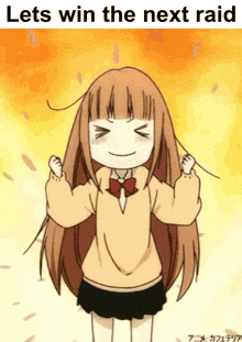 a cartoon of a girl with the words lets win the next raid