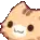 a pixel art drawing of a cat with a white nose and brown spots .