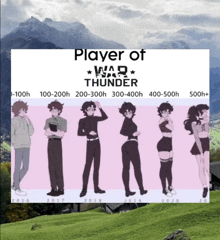 a poster that says player of war thunder with a mountain in the background