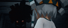 a cartoon character with white hair and a hat stands in the dark