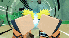 a screenshot of a video game with a character named naruto fighting another character