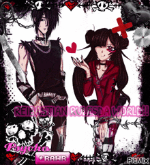 a picture of a boy and a girl with the words psycho rawr written on the bottom