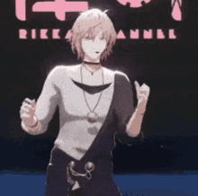 a cartoon character is standing in front of a sign that says rikkanmal