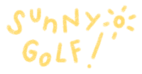 a logo for sunny golf with a sun in the background