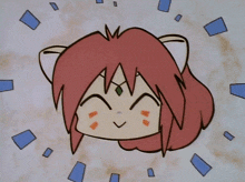a cartoon drawing of a girl with red hair and ears