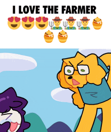 a poster that says i love the farmer with a cartoon of a dog