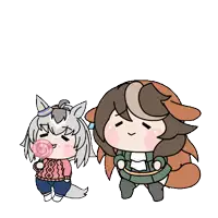 a cartoon of a girl holding a lollipop next to another girl holding a lollipop