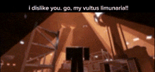 a blurry image of a building with the words i dislike you go my vultus immunaria