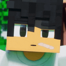 a minecraft character has a bandage on his face