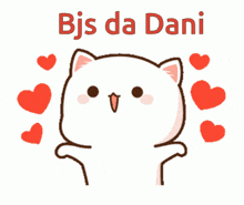 a cartoon cat with hearts around it and the words bjs da dani