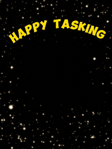 a poster for happy tasking with a woman in a suit