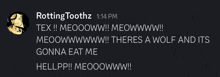 a screenshot of a chat with the name rottingtoothz
