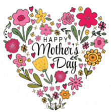 a mother 's day card with a heart made of flowers and hearts