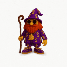 a cartoon character with a beard and sunglasses is holding a stick