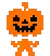 a pixel art of a pumpkin with a face on it