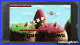 a screenshot of a video game that says this game blows on it
