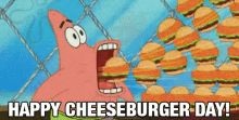 Happy Cheeseburger Day! GIF - Happy Cheeseburger Day Patrick Vacuum GIFs