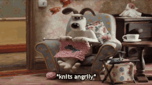 knits angrily angry knit gromit