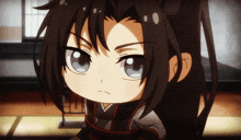 a cartoon character with long hair and blue eyes looks angry